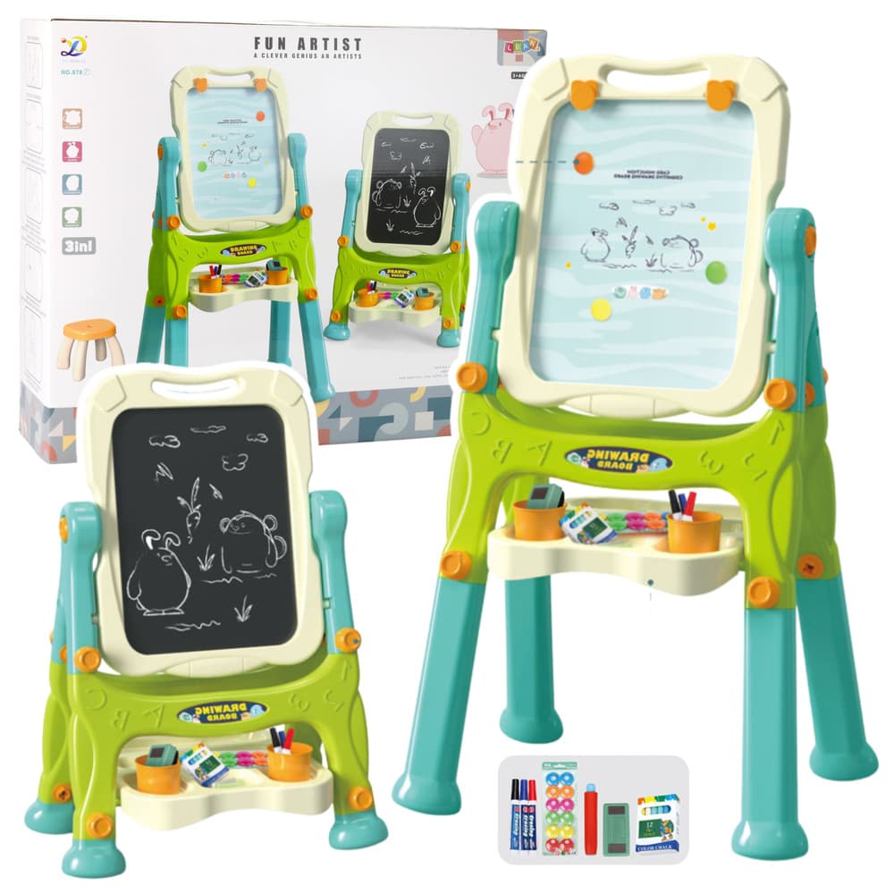 Dvojna izobraževalna tabla LEAN TOYS z dodatki, zelena 3v1