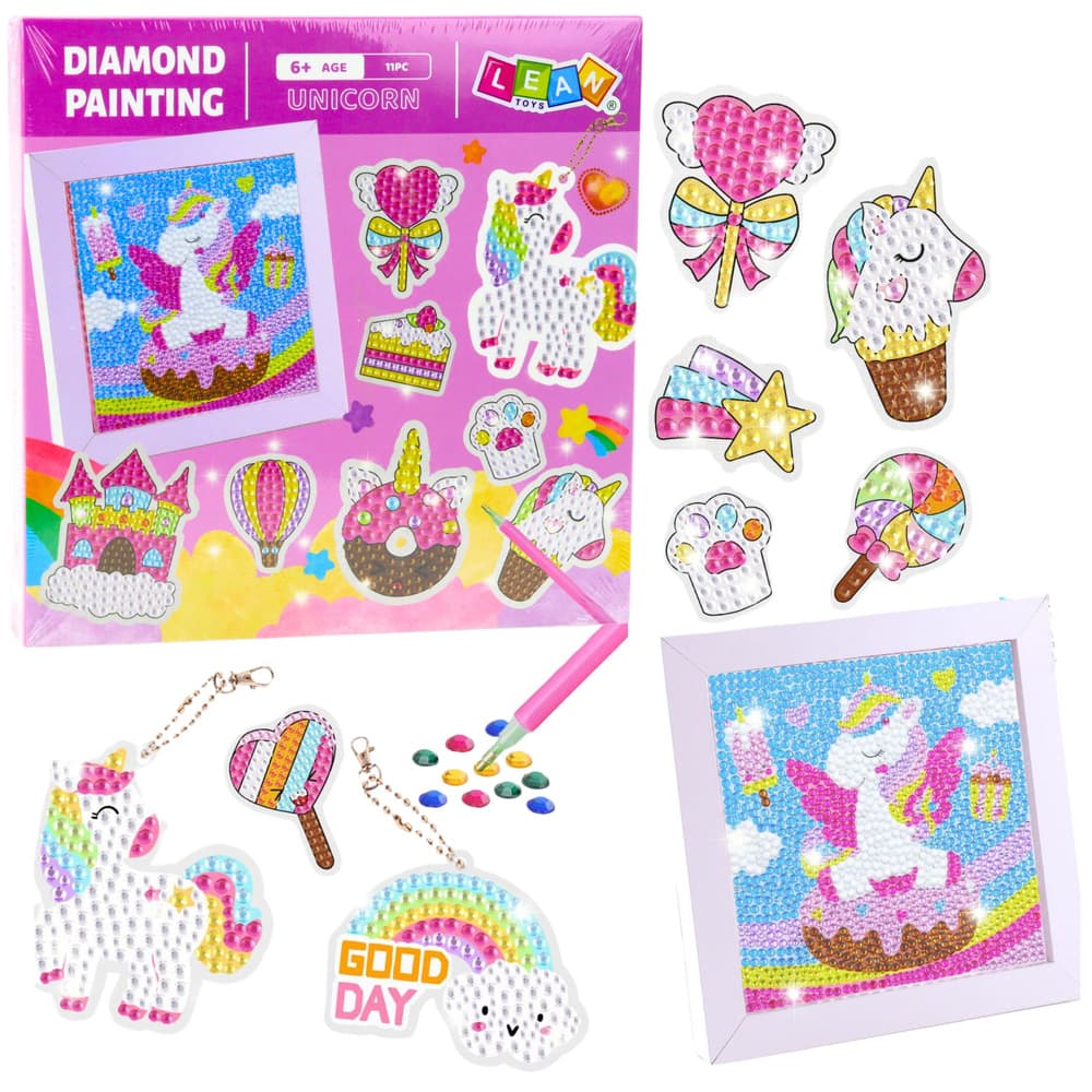 LEAN TOYS Kreativni komplet - Diamantna mozaika, obeski za ključe