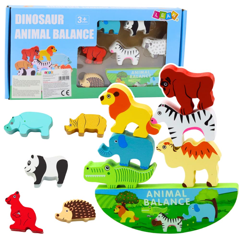 LEAN TOYS Lesena igra Zgradimo ravnotežje z živalmi, 13 kosov