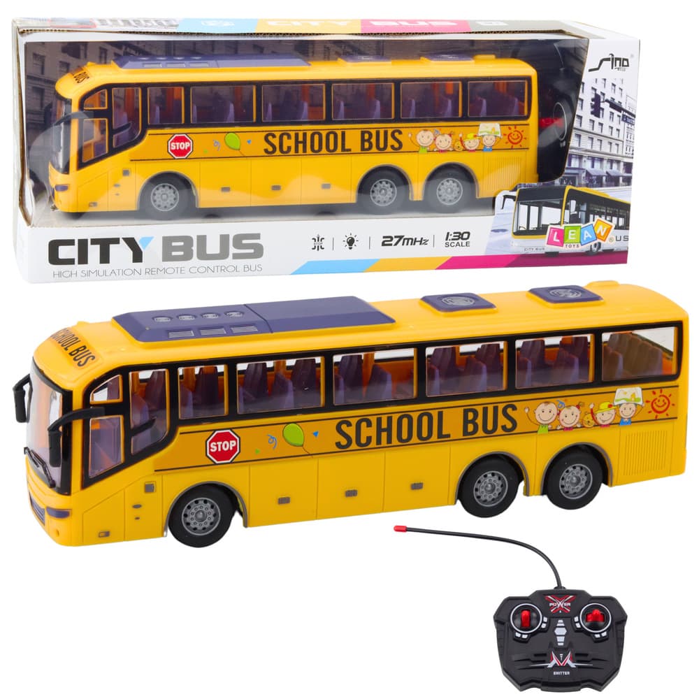 Daljinsko voden šolski avtobus LEAN TOYS, rumena, 1:30, s lučmi