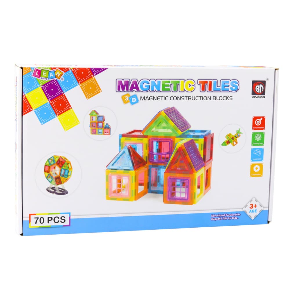 Magnetske kocke Lean Toys - Konstrukcijske, pisane, 70 el. 4