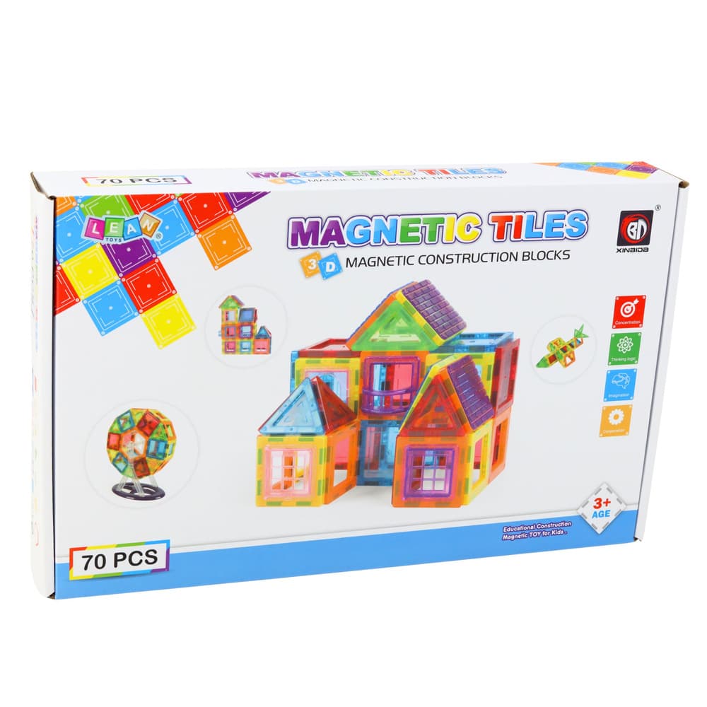 Magnetske kocke Lean Toys - Konstrukcijske, pisane, 70 el. 5