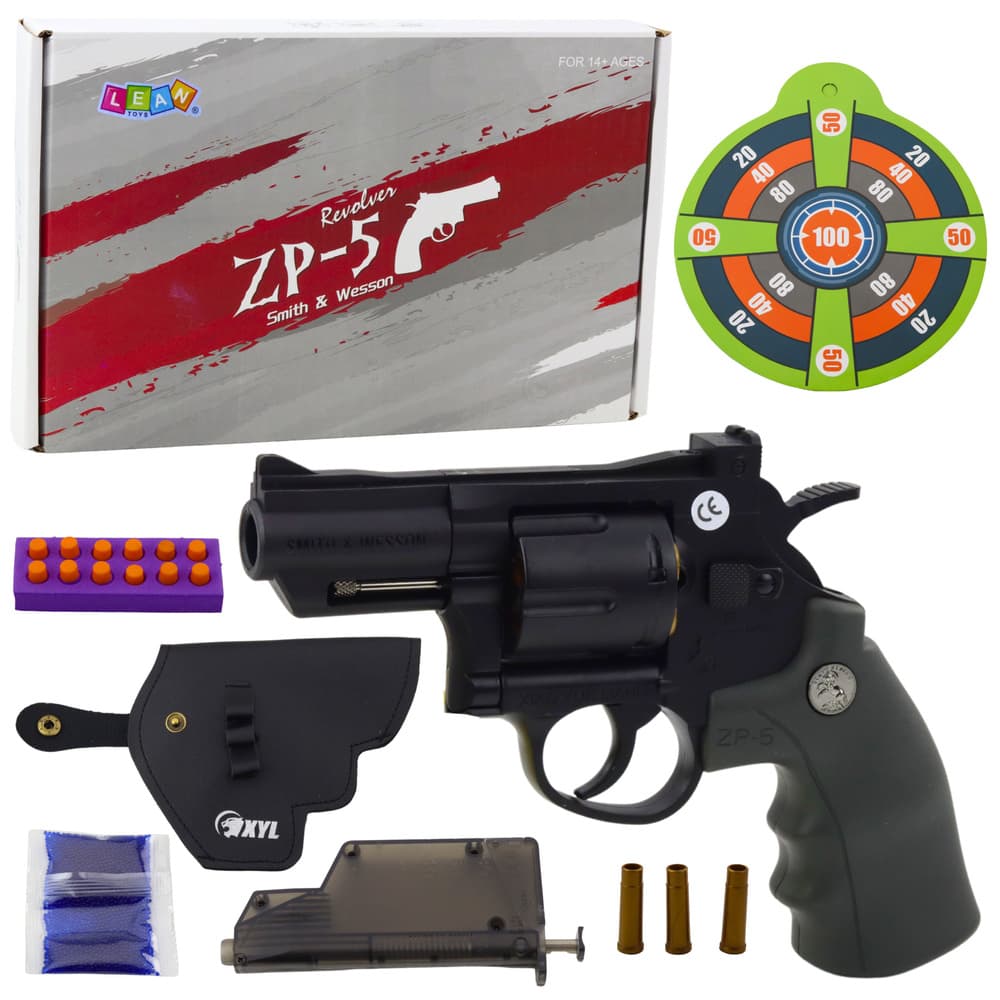 Revolver ZP-5 na penaste naboje in vodene kroglice, tarča, kabura