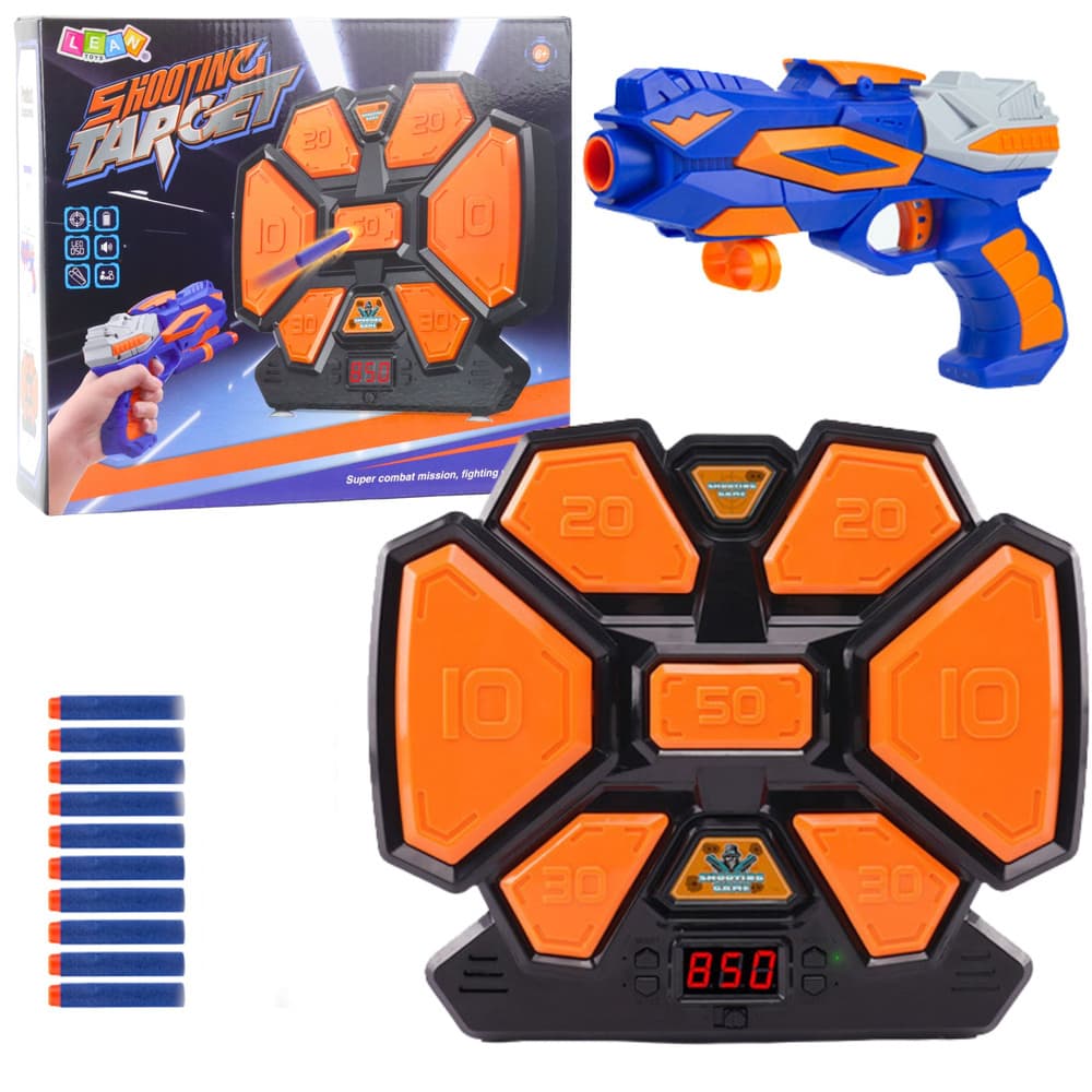 Pištola z mehkimi izstrelki Lean Toys, elektronska tarča z LED zaslonom