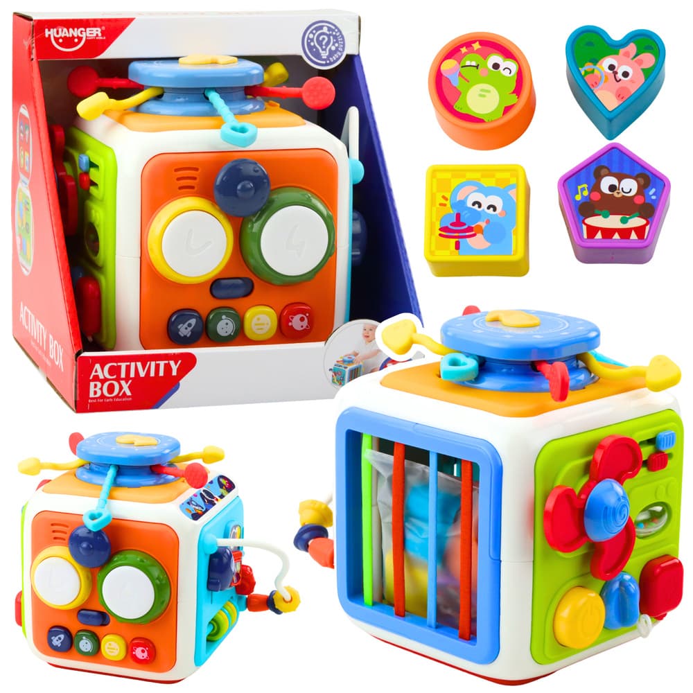 LEAN TOYS izobraževalna kocka sortiranja oblik, z zvoki