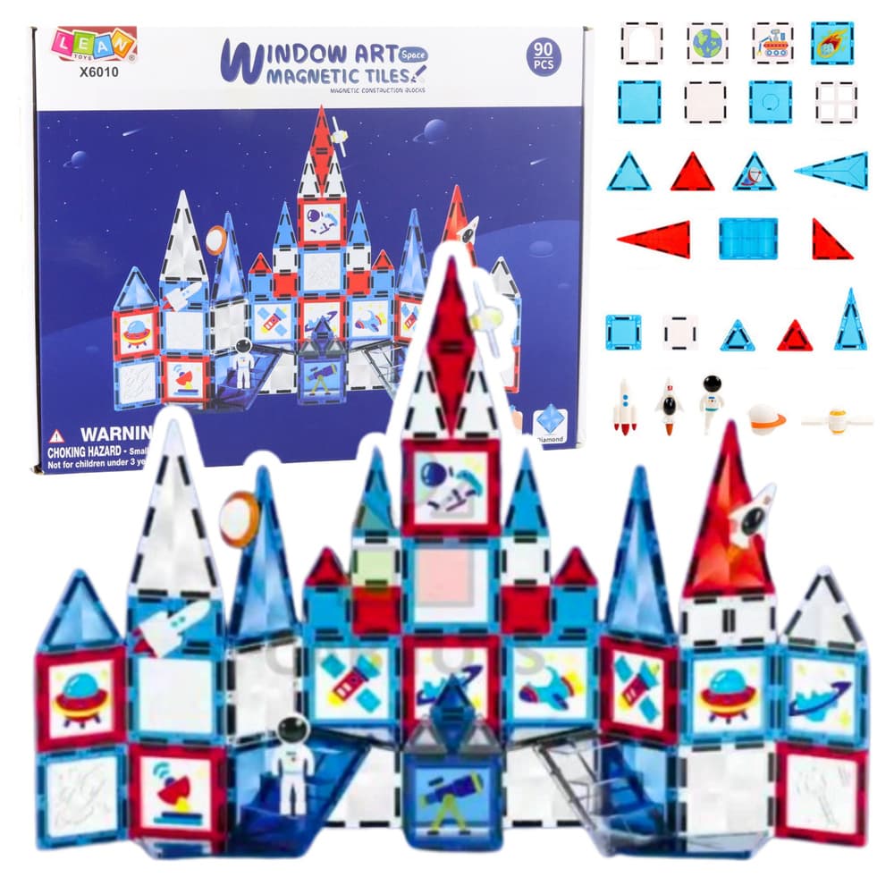 Magnetske kocke Lean Toys Okenca - Vesoljske (90 el.)