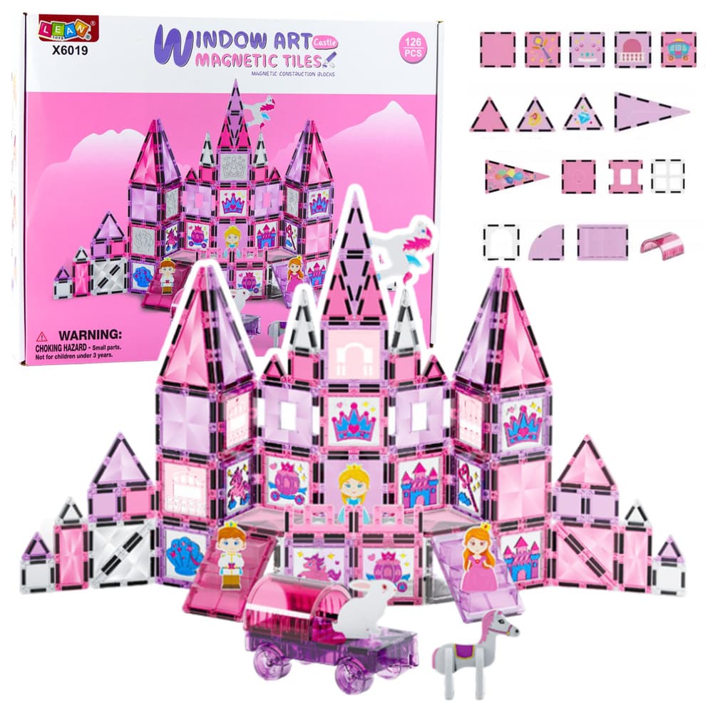 Magnetne kocke Lean Toys - Vitraži za barvanje, pisane, 126 el.