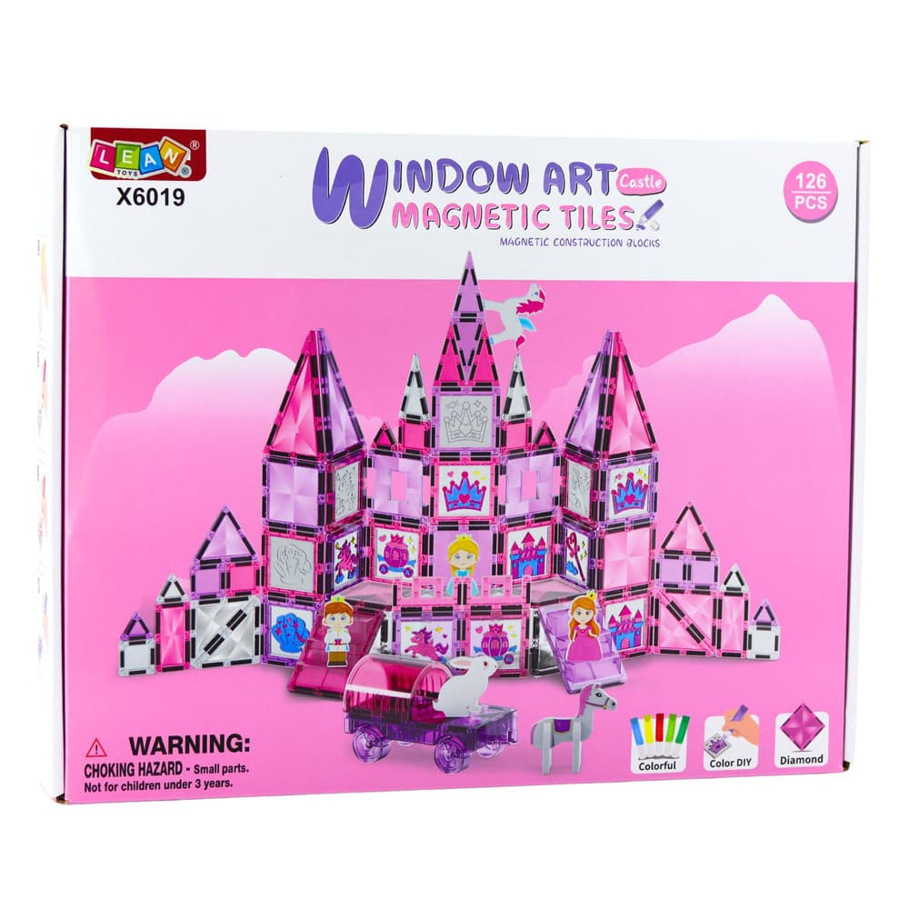 Magnetne kocke Lean Toys - Vitraži za barvanje, pisane, 126 el. 4