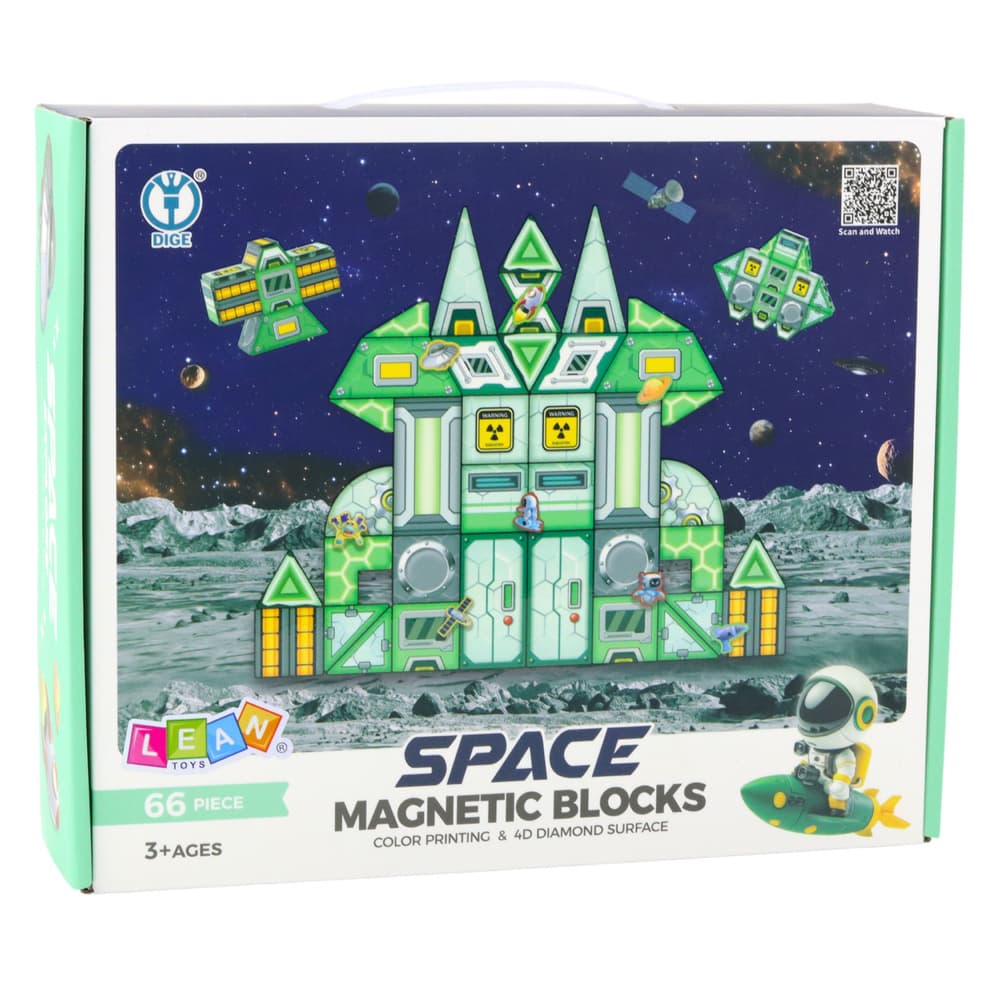 LEAN TOYS Blokci - Vesoljska postaja, magnetni, 66 delov 3