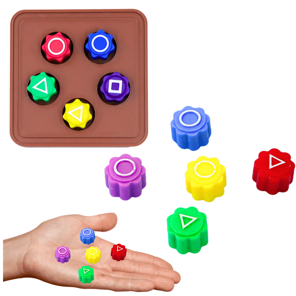 Kocke za igro Gonggi LEAN TOYS - Squid Game, s podstavkom, 5 kosov