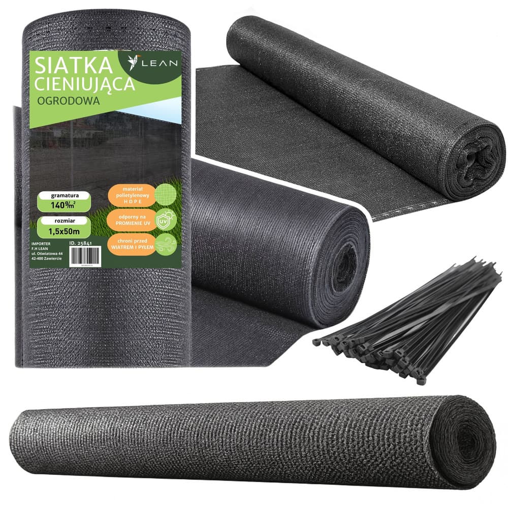 LEAN Senca zavesna za ograjo, siva, 1.5M x 50M, 140g/m²