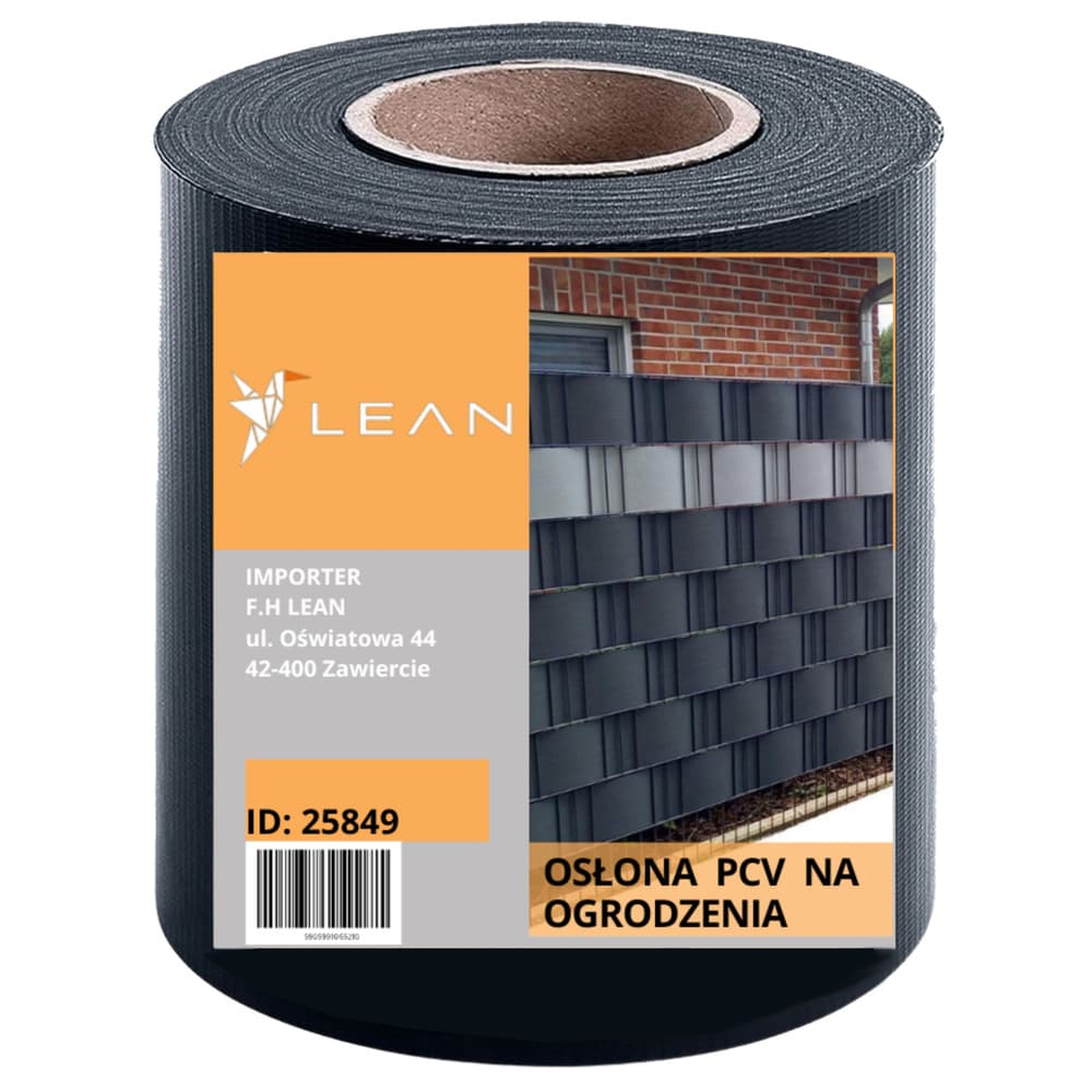 LEAN Trak za ograjo, grafitni, 19cm x 35M, UV zaščita + 20 klipsov 5