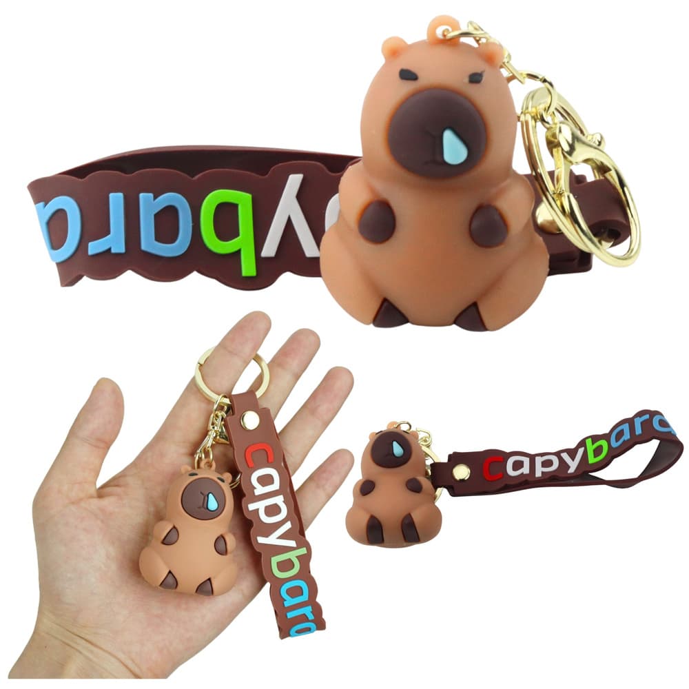 LEAN TOYS obesek za ključe, kapibara, rjava, s karabinom