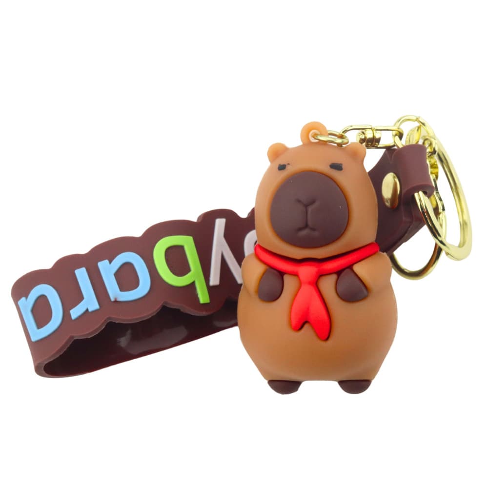 LEAN TOYS obesek za ključe, kapibara z rdečo rutko, s karabinom 2