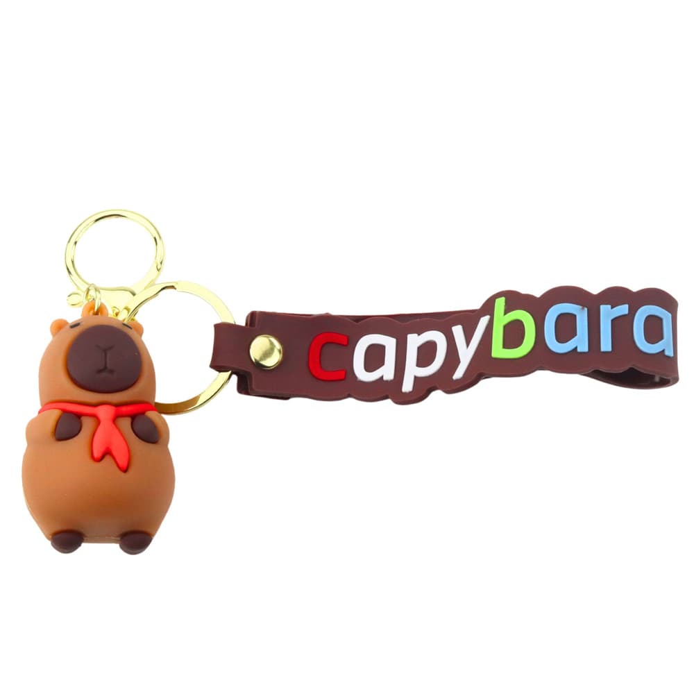 LEAN TOYS obesek za ključe, kapibara z rdečo rutko, s karabinom 4