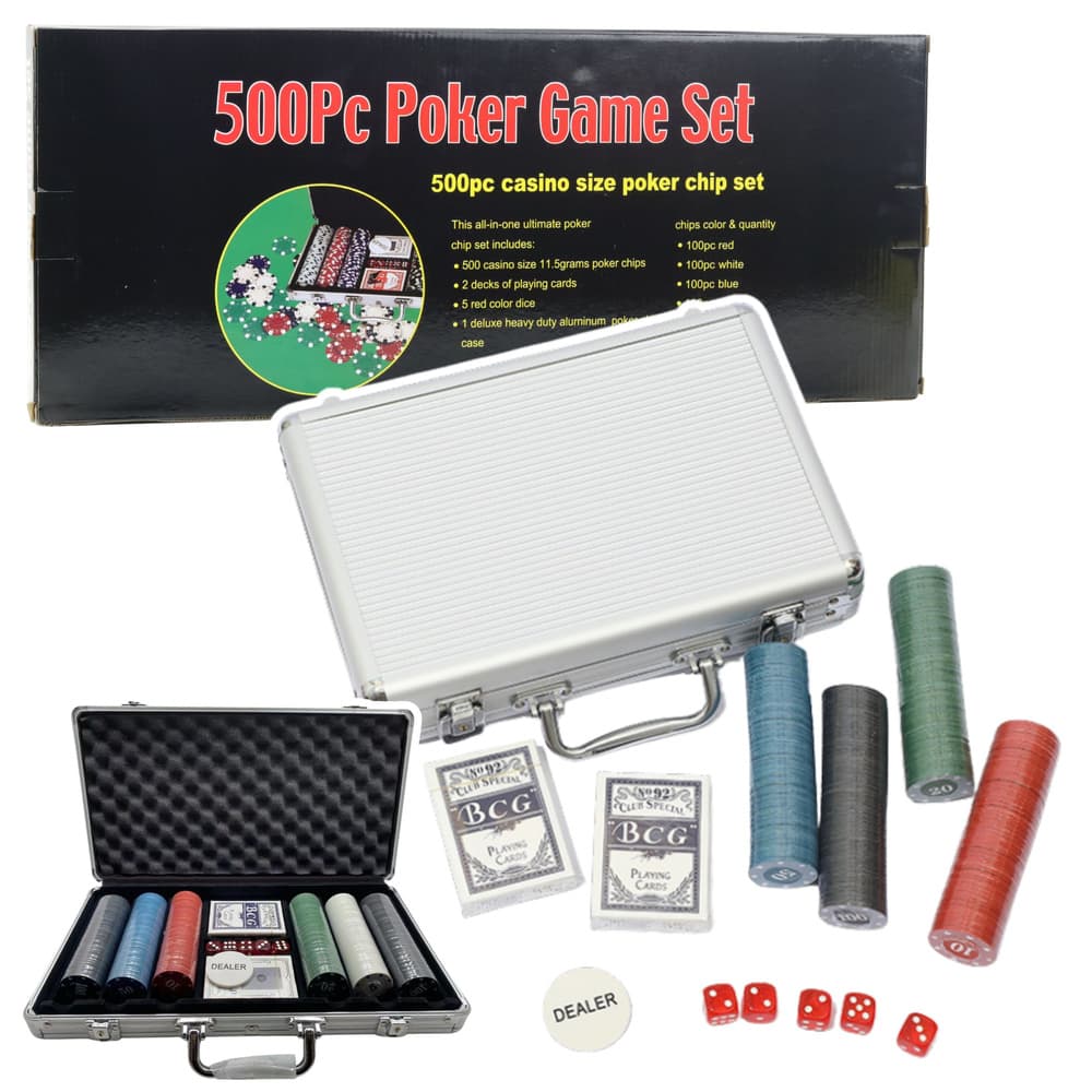 LEAN TOYS Poker set, profesionalni, aluminijasta škatla, 500 el.