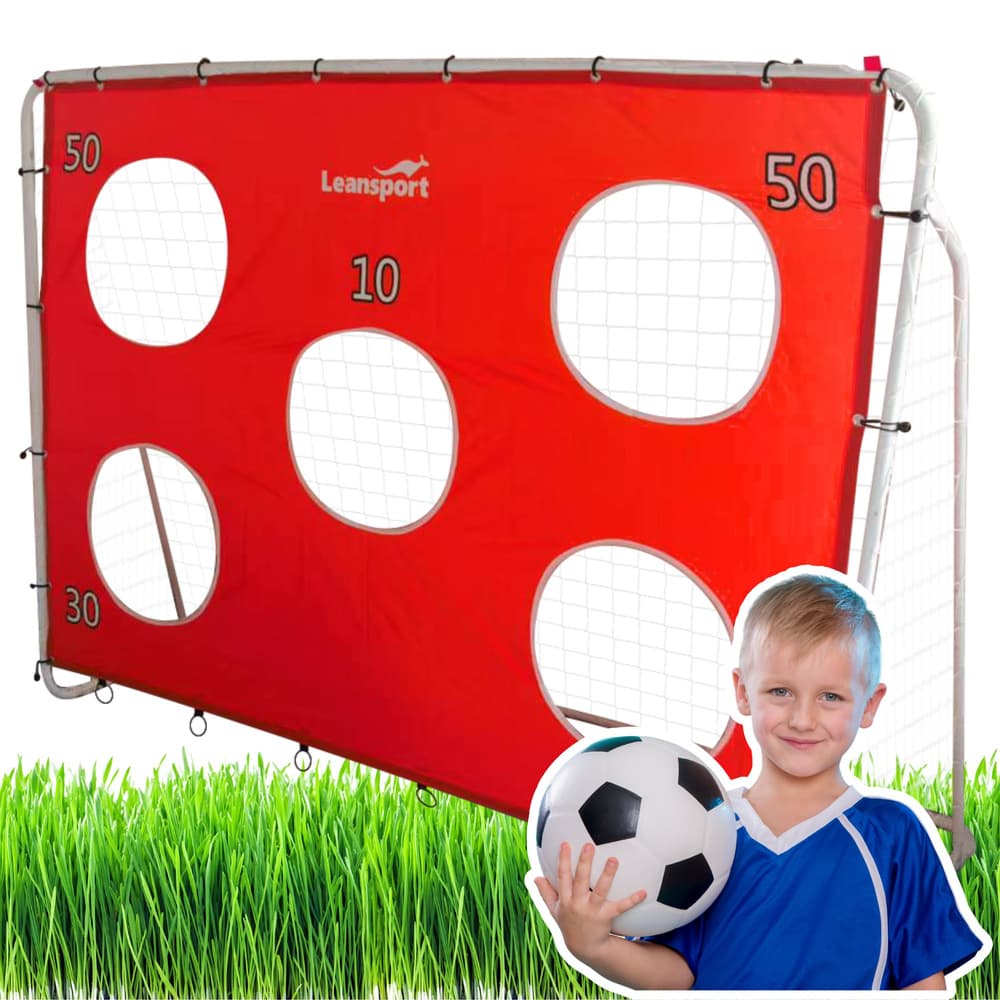 LEAN TOYS Nogometni gol s tarčo, rdeč, 213x152x75cm