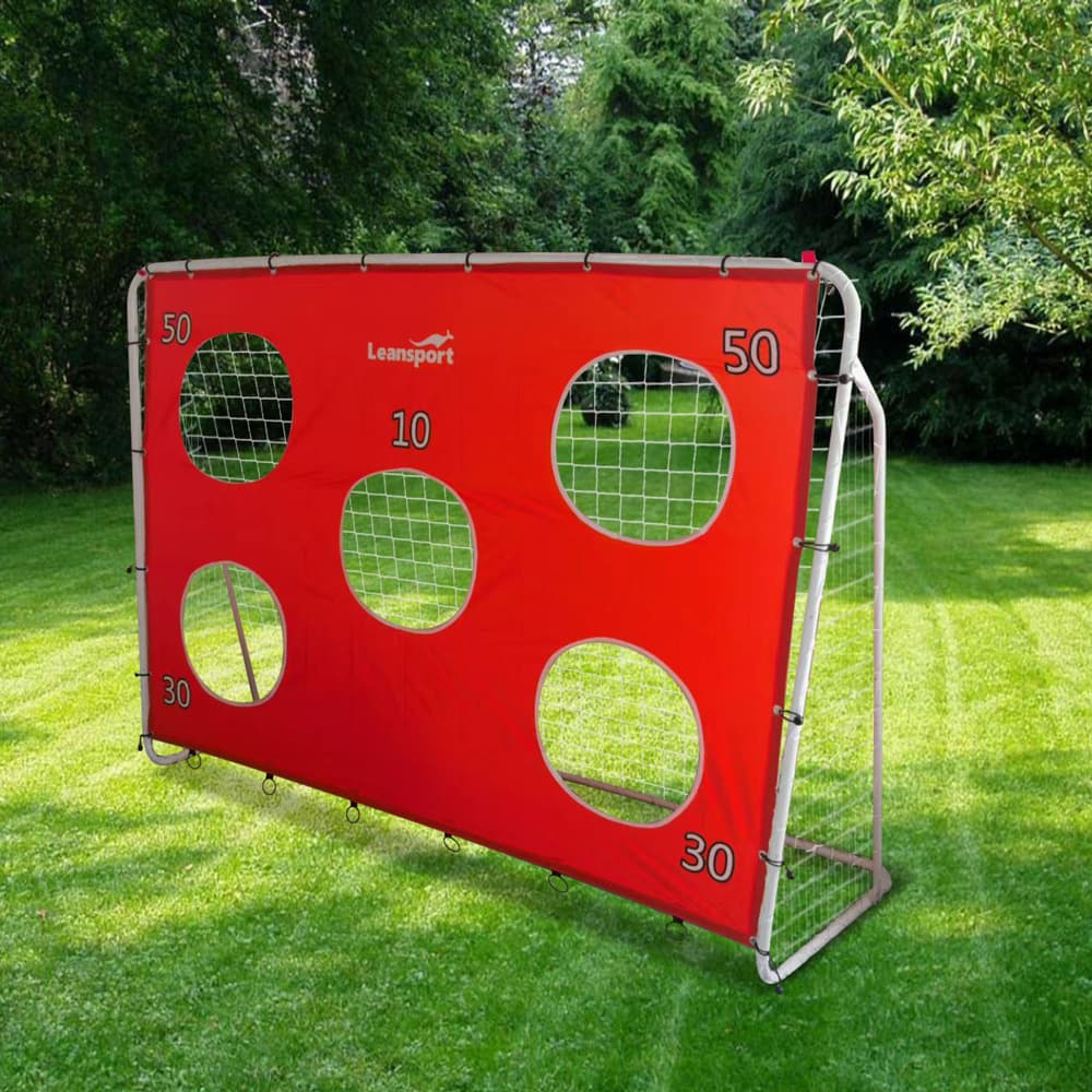 LEAN TOYS Nogometni gol s tarčo, rdeč, 213x152x75cm 3