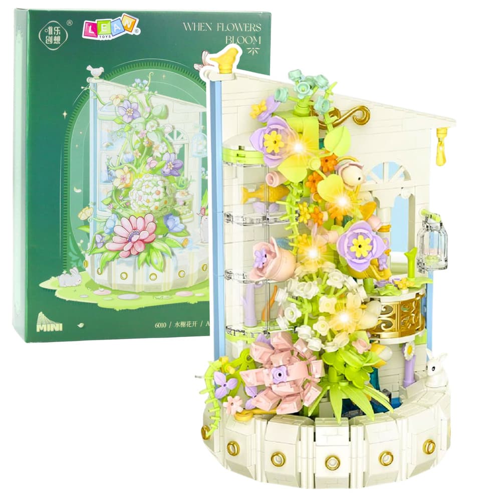 LEAN TOYS Gradniki Cvetlični Stolp Z LED Lučmi, 632 el.