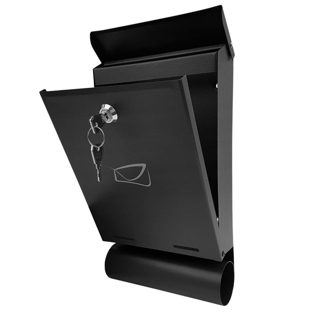 Poštni nabiralnik LEAN - Črn, Pocinkano jeklo, z odprtino za časopis, 32,5x22,5x9,5cm 4