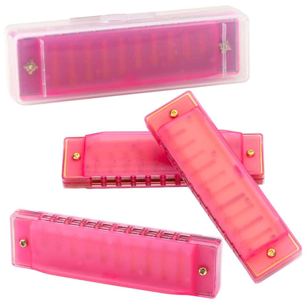 LEAN TOYS Harmonika, 10 lukenj, roza, z etuijem
