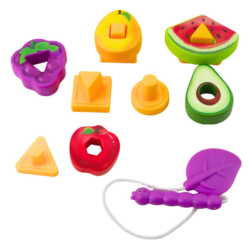 LEAN TOYS Geometrijska lesena sestavljanka sadje 3