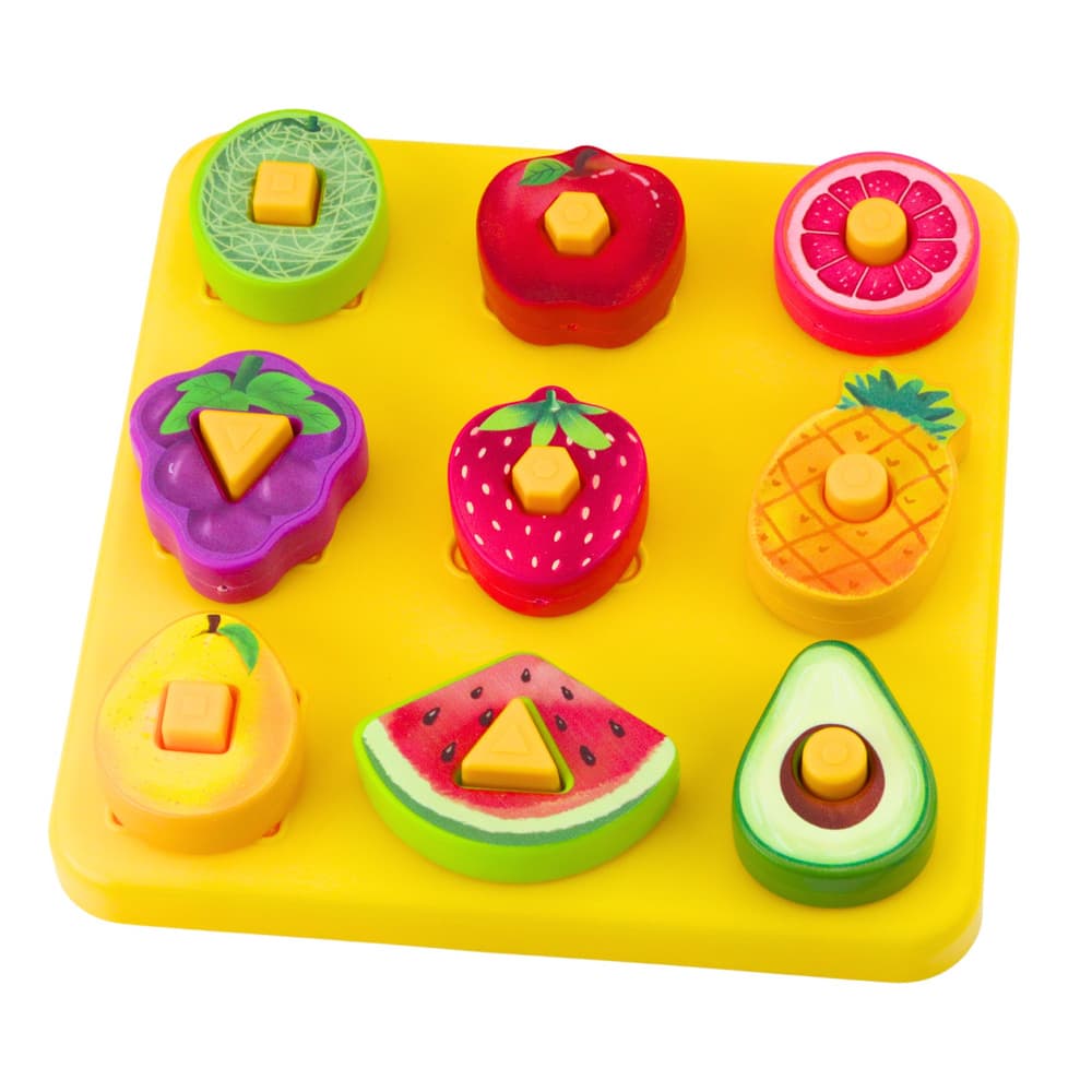 LEAN TOYS Geometrijska lesena sestavljanka sadje 2