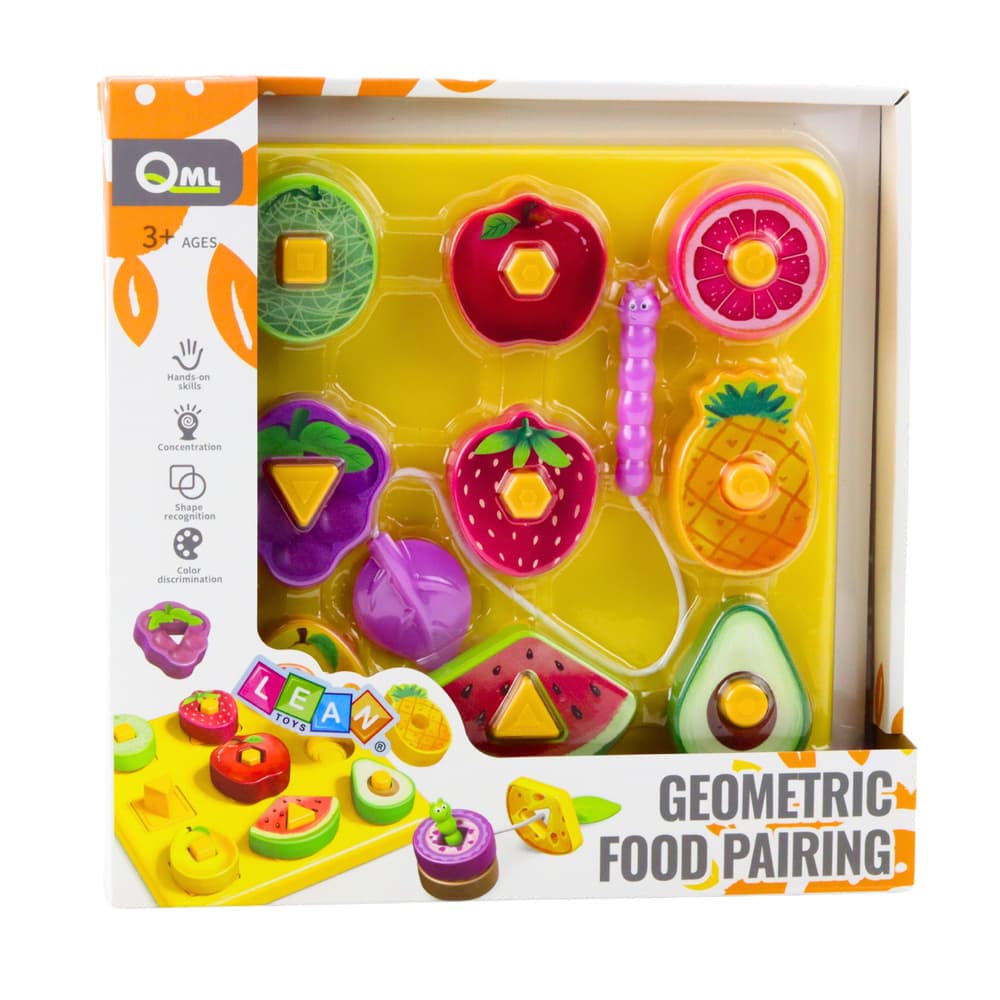 LEAN TOYS Geometrijska lesena sestavljanka sadje 4