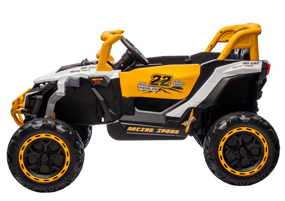 LEAN CARS Akumulatorski avtomobilček M1 4x4, belo-rumen 3