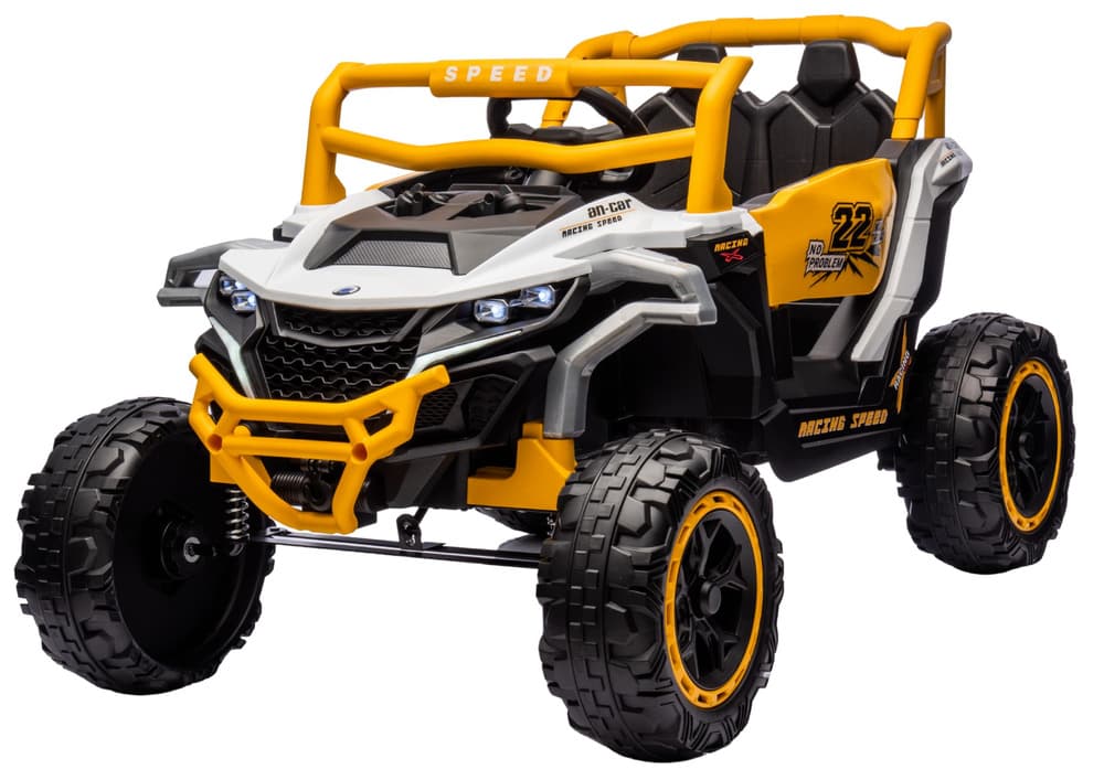 LEAN CARS Akumulatorski avtomobilček M1 4x4, belo-rumen 2