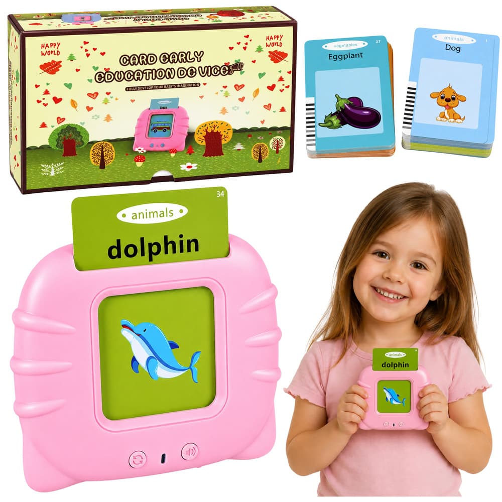 LEAN TOYS Čitalnik kartic za učenje angleščine, roza