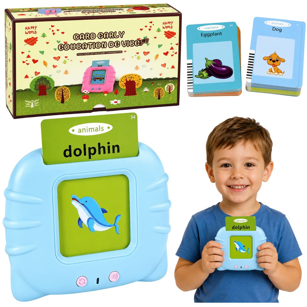 LEAN TOYS Čitalnik kartic za učenje angleščine, moder