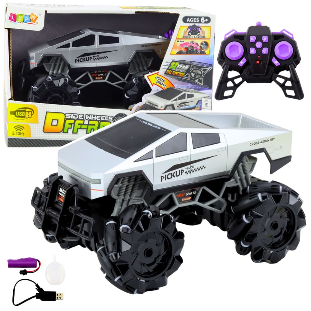 LEAN TOYS Terensko Vozilo Pick Up RC Srebrno Svetloba Učinek Dima 1:16
