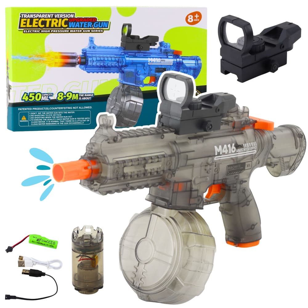 Električna vodna pištola LEAN TOYS M416 s svetlečim merilom, 450 ml, 8-10 m