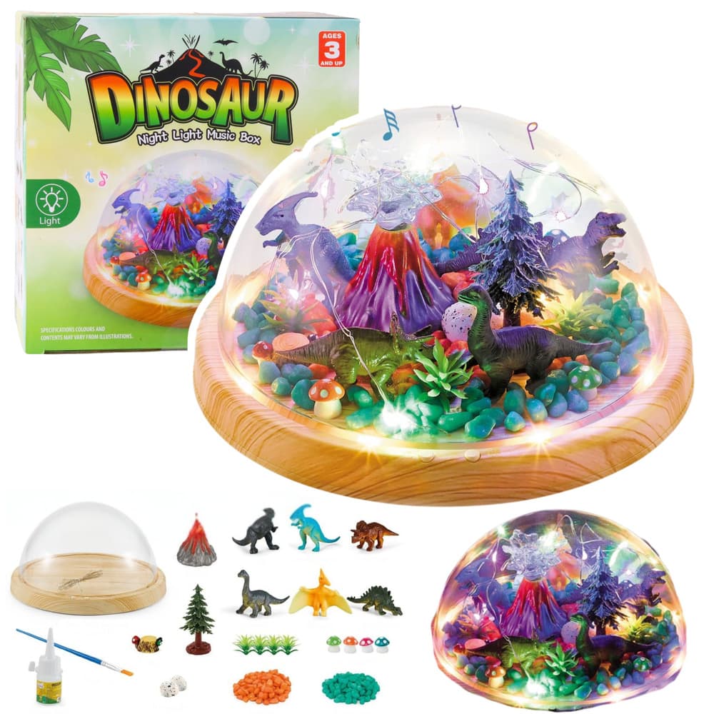 Kreativni set, terarij z dinozavri, nočna lučka, zvoki, DIY, Lean Toys