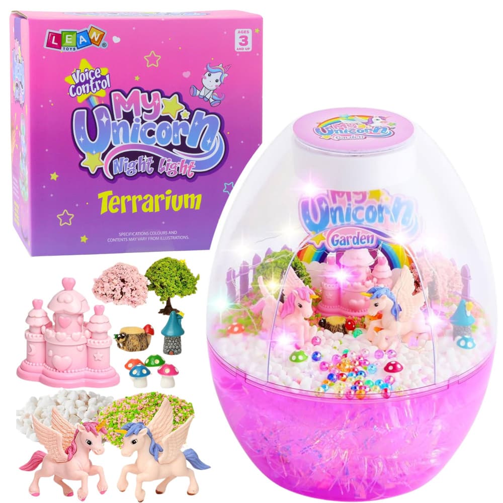 Kreativni set, terarij samorogi, nočna lučka, glasovno upravljanje, DIY, Lean Toys