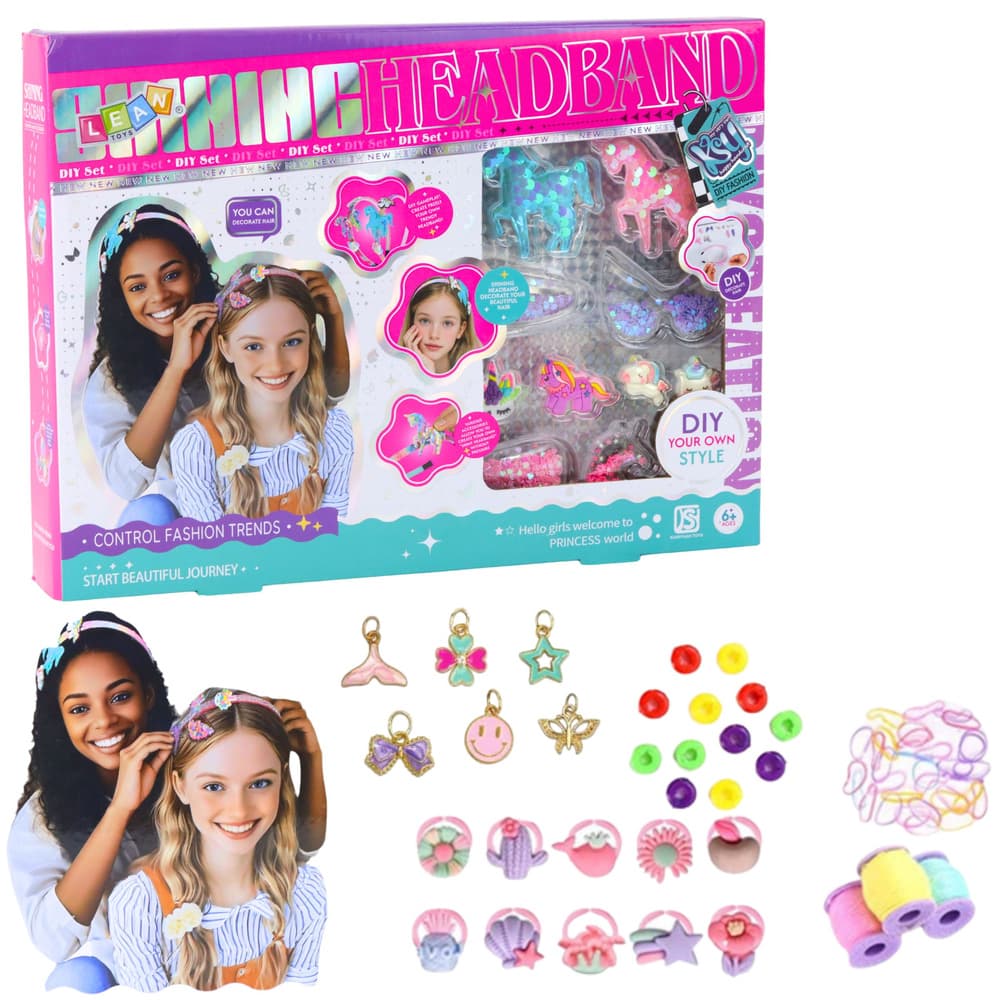 LEAN TOYS DIY - Komplet za izdelavo okrasnih trakov za lase (Samorog)
