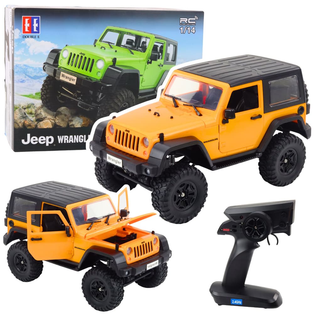 DOUBLE E RC Jeep Wrangler Rock Crawler terensko vozilo (oranžno, 1:14)