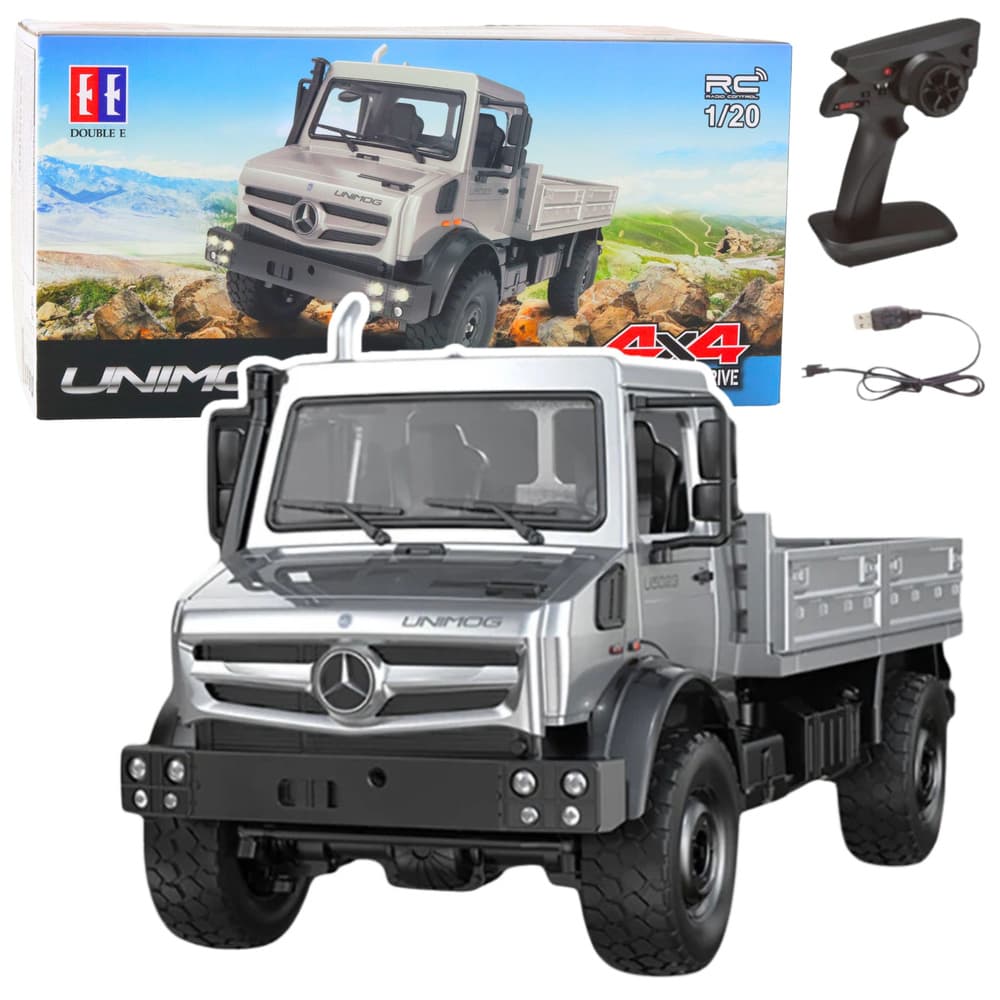 DOUBLE E Terensko Vozilo Mercedes Unimog RC 4x4 1:20 Rdeč