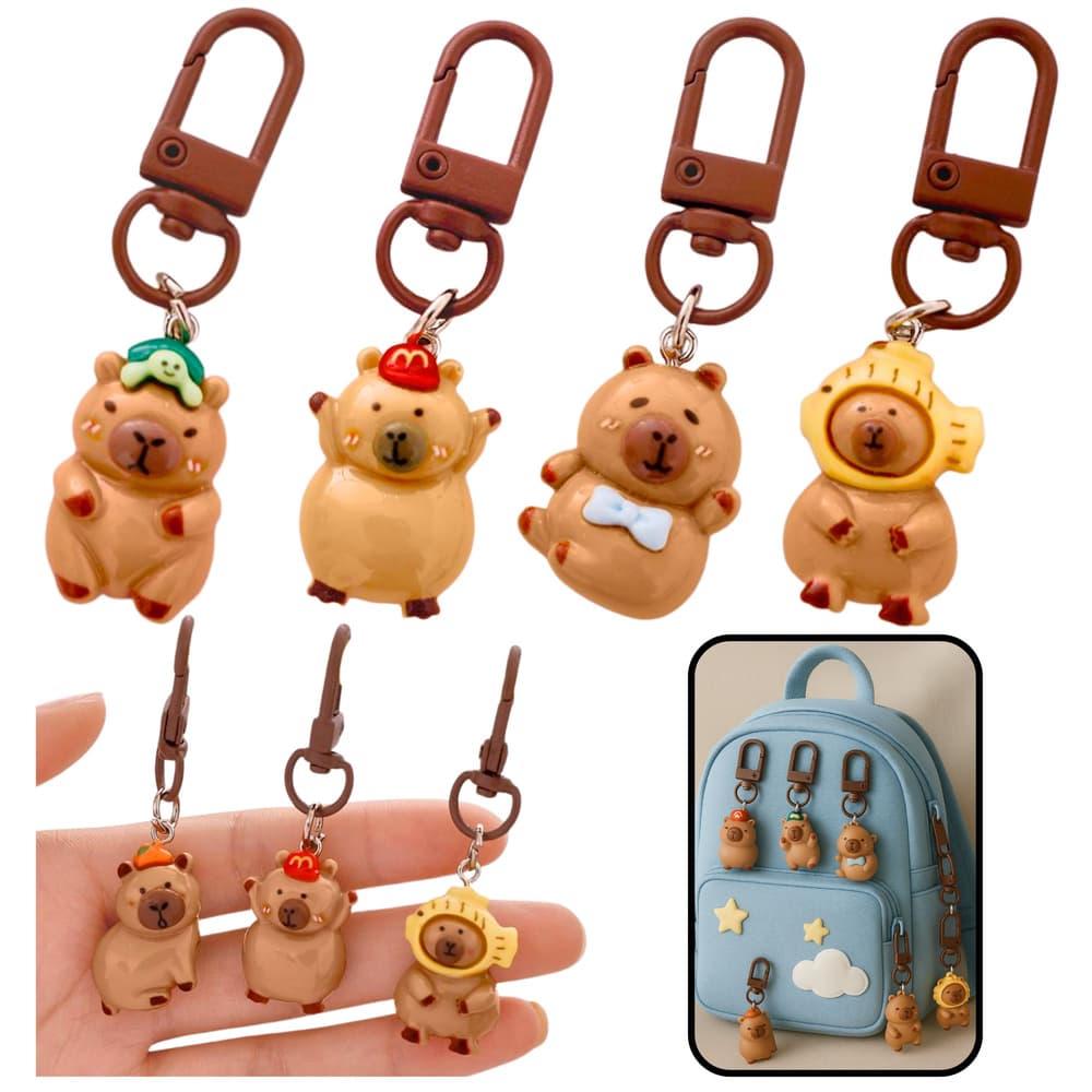 Mini obeski za ključe LEAN TOYS Kapibara, figurice, 4 kos.