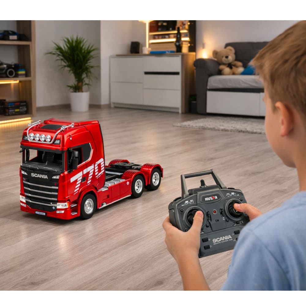 Daljinsko voden traktor Scania RC Huina 1501 Rdeč 1:18 5
