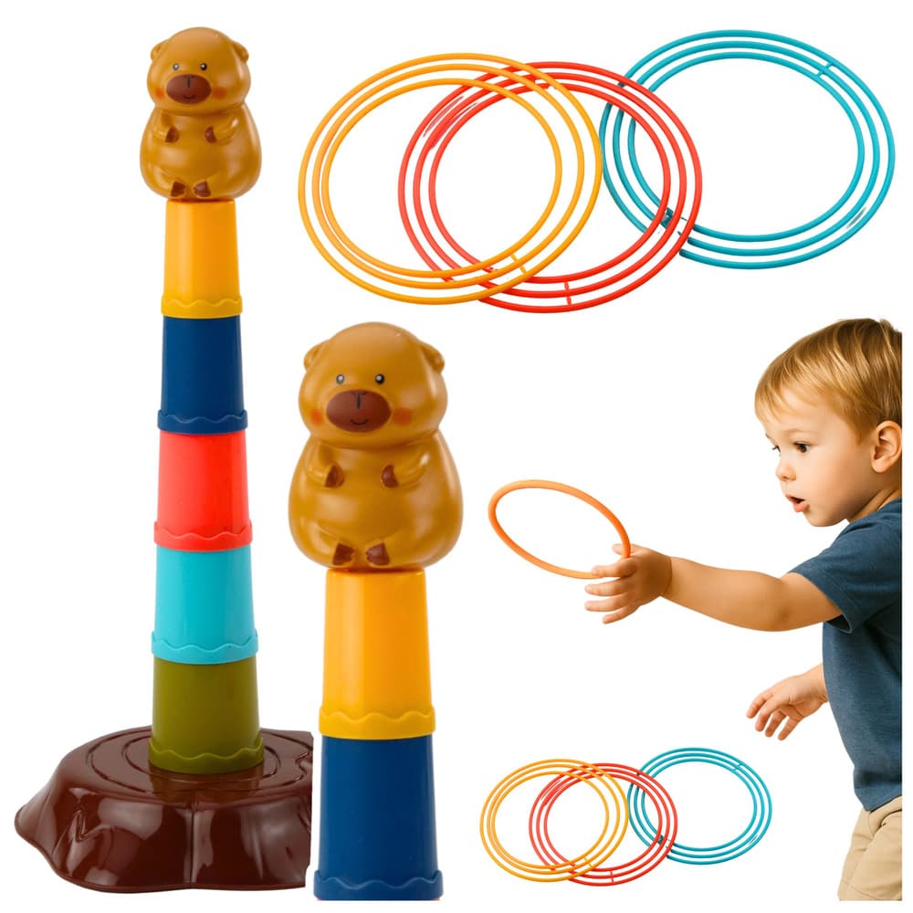 Igra spretnosti LEAN TOYS: Meta, obroči, kapibara, 5 stopenj