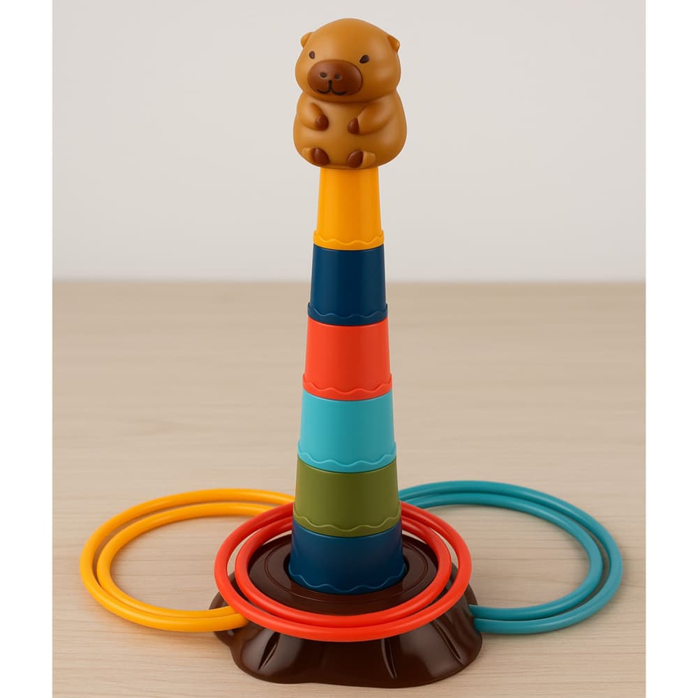Igra spretnosti LEAN TOYS: Meta, obroči, kapibara, 5 stopenj 4