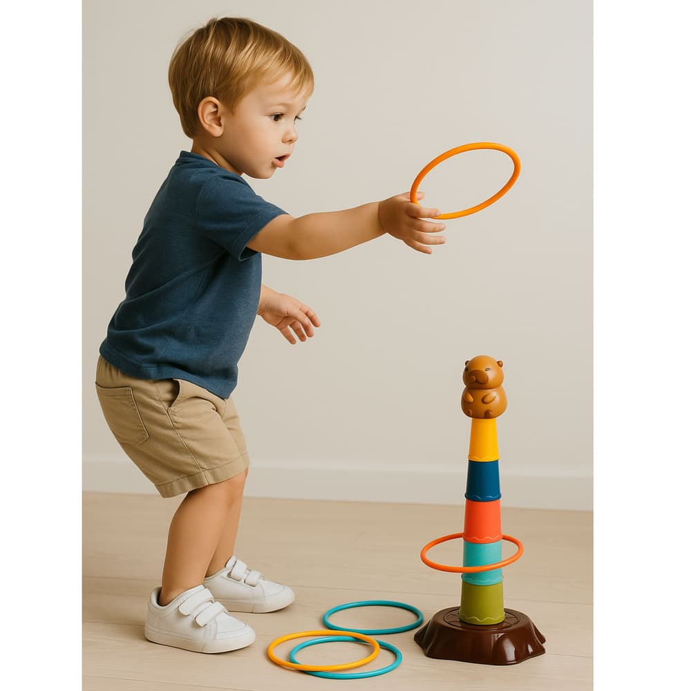 Igra spretnosti LEAN TOYS: Meta, obroči, kapibara, 5 stopenj 5
