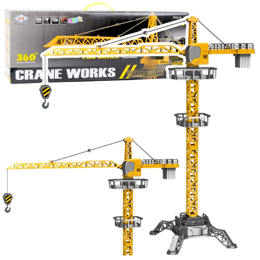 LEAN TOYS RC gradbeni žerjav, 120 cm, 360° obračanje, LED luči