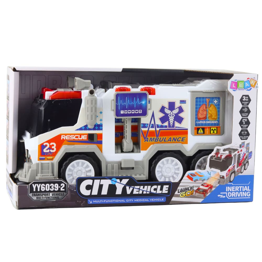 LEAN TOYS Ambulanta Reševalna Vozilo Luč Zvok 5