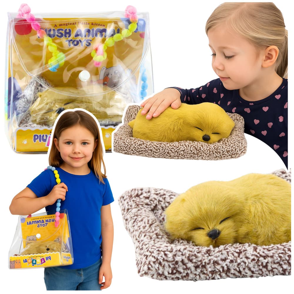 LEAN TOYS Figurica spihečega labradoreca na blazini, s krznom in zvokom