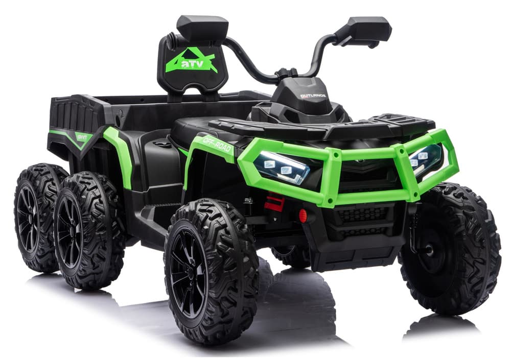 LEAN CARS Akumulatorski štirikolesnik ATV JC606 6 koles, 24V, 4x4, prikolica - Zeleni