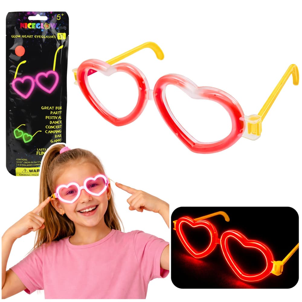 Sončna očala V Obliki Srca Glow Stick, Rdeča, ki svetijo v temi