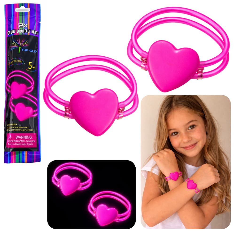 Dvojne zapestnice s srcem Glow Stick, ki svetijo v temi